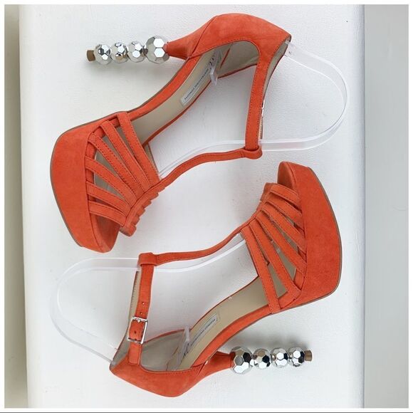 INC INTERNATIONAL CONCEPTS HEELS Orange Suede Shoe 6.5 - Picture 5 of 12
